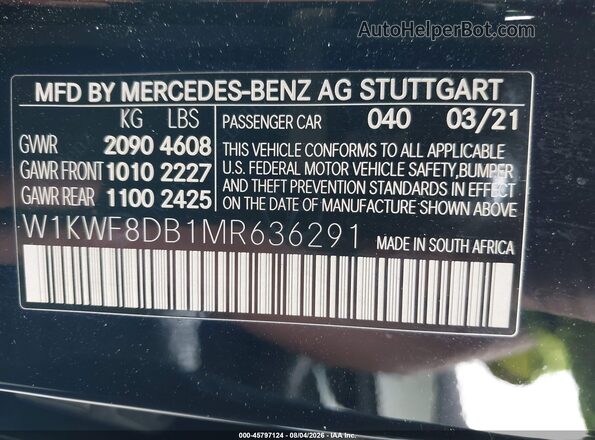 W1KWF8DB1MR636291 2021 MERCEDES-BENZ C-CLASS Black Widok komory silnika