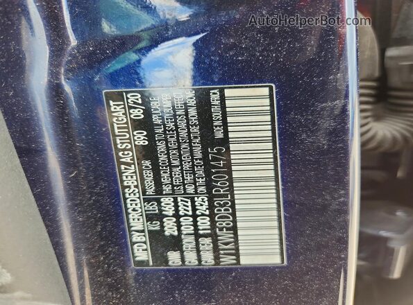 W1KWF8DB3LR601475 2020 MERCEDES-BENZ C Blue Vista del compartimento del motor