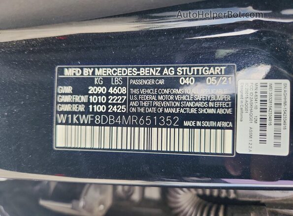 W1KWF8DB4MR651352 2021 MERCEDES-BENZ C Black Вид підкапотного простору