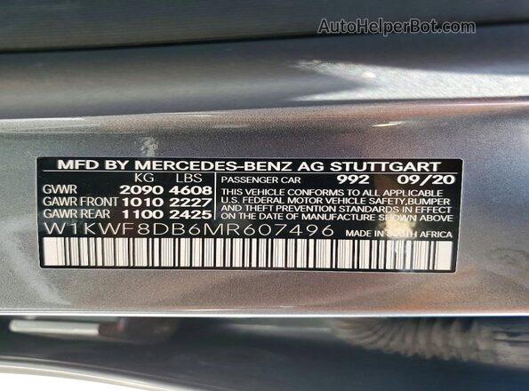 W1KWF8DB6MR607496 2021 MERCEDES-BENZ C Gray Vista del compartimento del motor
