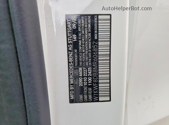 W1KWF8DB8MR606852 2021 MERCEDES-BENZ C White ძრავის განყოფილების ხედი