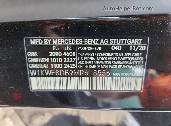W1KWF8DB9MR618556 2021 MERCEDES-BENZ C Черный Вид наклейки с VIN-кодом
