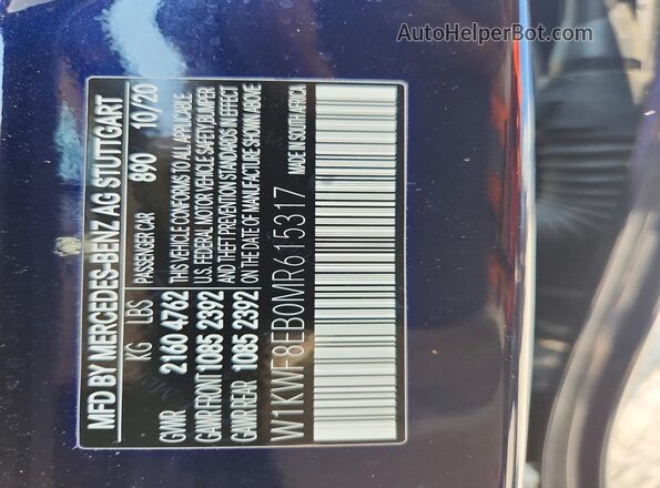 W1KWF8EB0MR615317 2021 MERCEDES-BENZ C Blue Engine compartment view