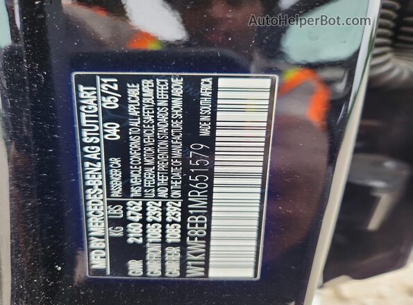 W1KWF8EB1MR651579 2021 MERCEDES-BENZ C Black VIN კოდის სტიკერის ხედი