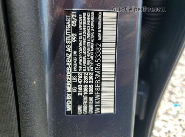 W1KWF8EB3MR653382 2021 MERCEDES-BENZ C Silver Вид підкапотного простору
