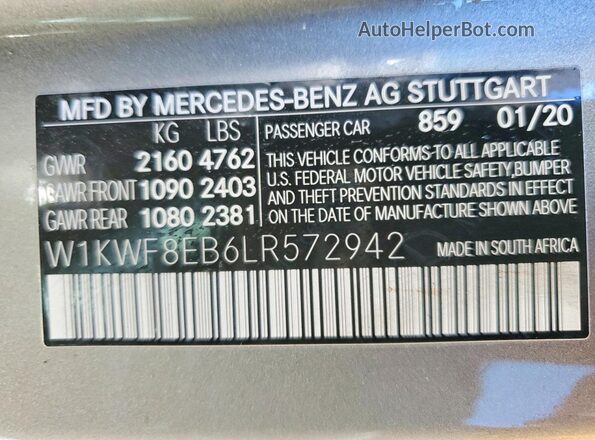W1KWF8EB6LR572942 2020 MERCEDES-BENZ C Silver Vista del compartimento del motor