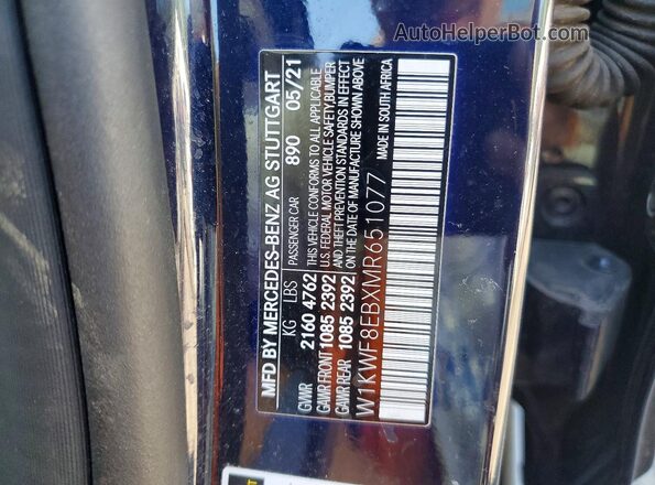 W1KWF8EBXMR651077 2021 MERCEDES-BENZ C Синий Вид подкапотного пространства