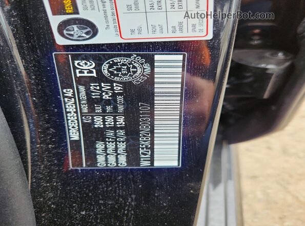 W1KZF5KB2NB031107 2022 MERCEDES-BENZ E Black Vista de la etiqueta del VIN