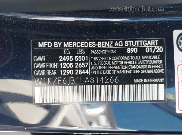 W1KZF6JB1LA814266 2020 MERCEDES-BENZ E-CLASS Blue Engine compartment view