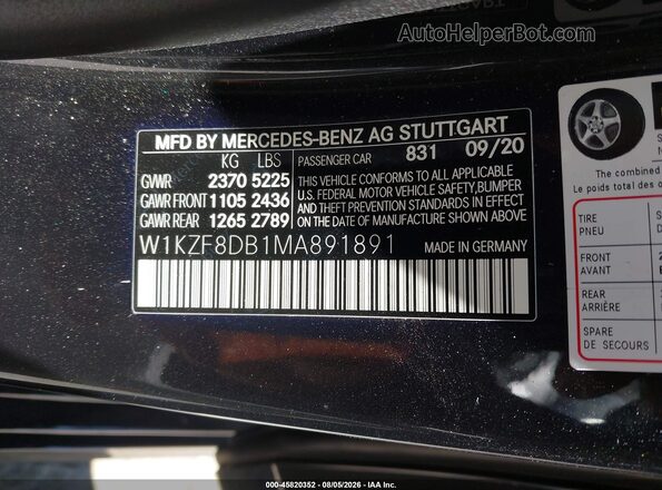 W1KZF8DB1MA891891 2021 MERCEDES-BENZ E-CLASS Gray Շարժիչի բաժամունքի տեսք