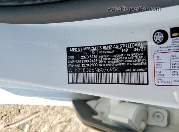 W1KZF8DB6NB076954 2022 MERCEDES-BENZ E White Շարժիչի բաժամունքի տեսք