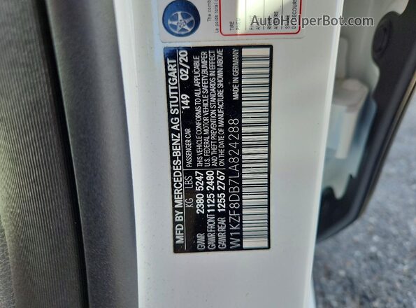 W1KZF8DB7LA824288 2020 MERCEDES-BENZ E White Вид наклейки з VIN-кодом