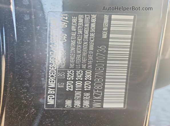 W1KZF8DB7NB010736 2022 MERCEDES-BENZ E Black 