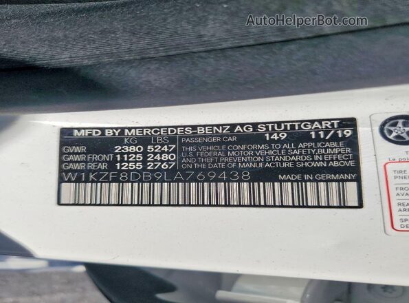 W1KZF8DB9LA769438 2020 MERCEDES-BENZ E White Engine compartment view