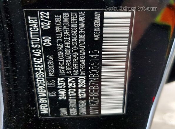 W1KZF8EB7NB056145 2022 MERCEDES-BENZ E Black VIN sticker view