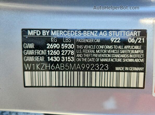W1KZH6AB5MA992323 2021 MERCEDES-BENZ E Silver Vista del compartimento del motor