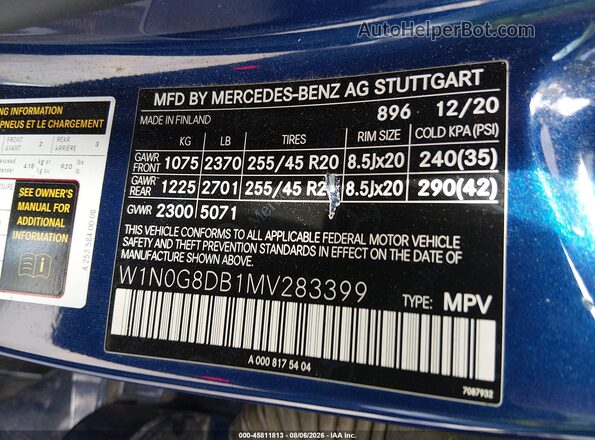 W1N0G8DB1MV283399 2021 MERCEDES-BENZ GLC 300 Blue Շարժիչի բաժամունքի տեսք