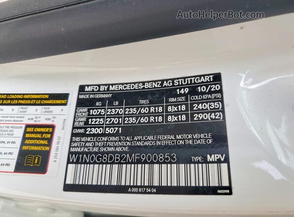W1N0G8DB2MF900853 2021 MERCEDES-BENZ GLC-CLASS White Widok komory silnika