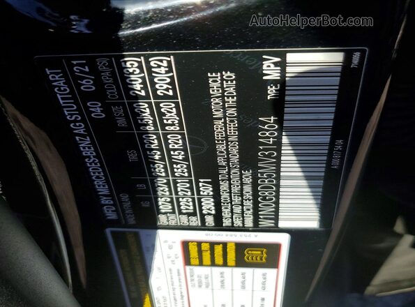 W1N0G8DB5MV314864 2021 MERCEDES-BENZ GLC-CLASS Black VIN sticker view