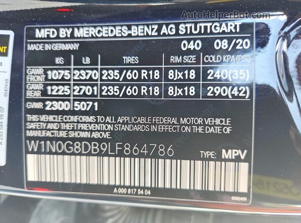 W1N0G8DB9LF864786 2020 MERCEDES-BENZ GLC-CLASS Black სალონის 360-გრადუსიანი ხედი
