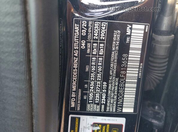 W1N0G8EB0LF813658 2020 MERCEDES-BENZ GLC-CLASS Black Widok naklejki z numerem VIN