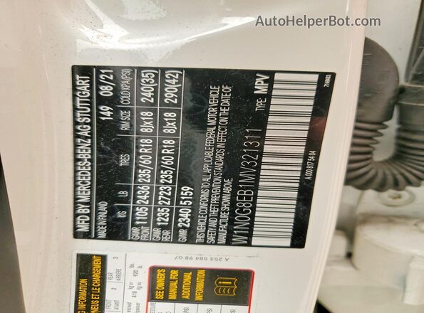 W1N0G8EB1MV321311 2021 MERCEDES-BENZ GLC-CLASS White Vista interior de 360 grados