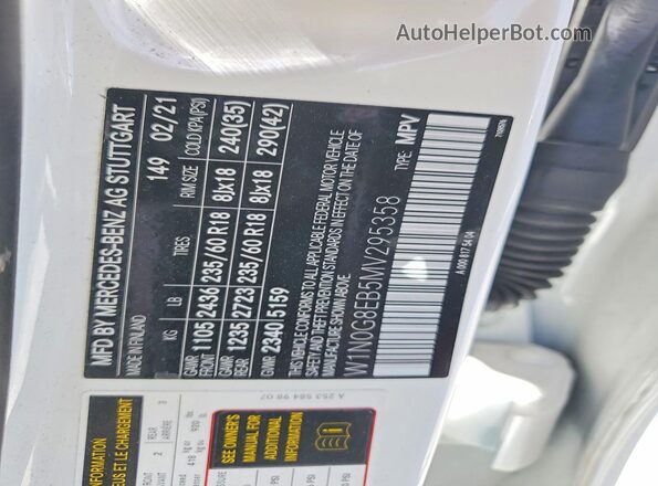 W1N0G8EB5MV295358 2021 MERCEDES-BENZ GLC-CLASS White Սալոնի 360 աստիճան տեսք