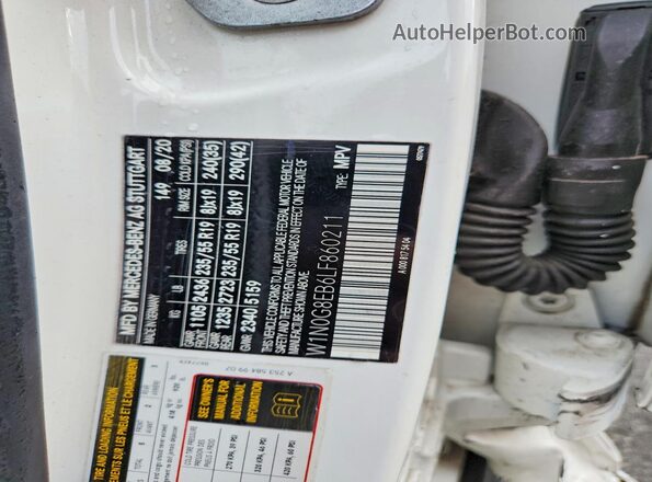 W1N0G8EB6LF860211 2020 MERCEDES-BENZ GLC-CLASS White Vista de la etiqueta del VIN