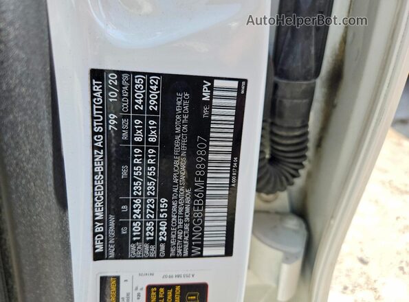 W1N0G8EB6MF889807 2021 MERCEDES-BENZ GLC-CLASS White VIN կոդի պիտակի տեսք