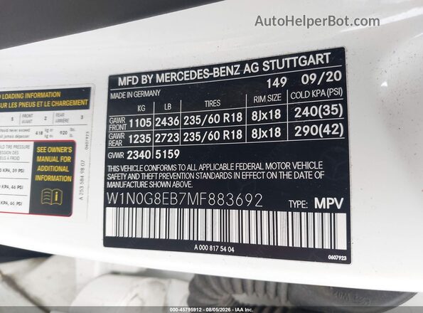 W1N0G8EB7MF883692 2021 MERCEDES-BENZ GLC 300 Белый Вид подкапотного пространства