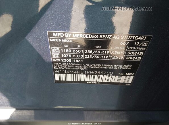 W1N4M4HB1PW288730 2023 MERCEDES-BENZ GLB-CLASS Blue Вид підкапотного простору
