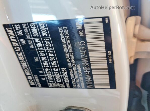 W1N4M4HB3NW240935 2022 MERCEDES-BENZ GLB-CLASS White Սալոնի 360 աստիճան տեսք