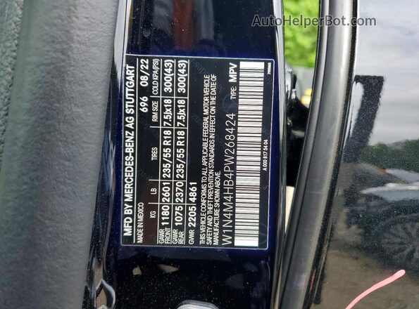 W1N4M4HB4PW268424 2023 MERCEDES-BENZ GLB-CLASS Black Widok naklejki z numerem VIN