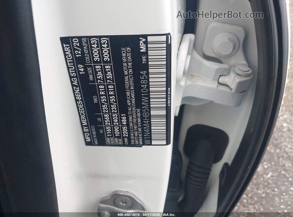 W1N4M4HB5MW104854 2021 MERCEDES-BENZ GLB-CLASS White Vista del compartimento del motor