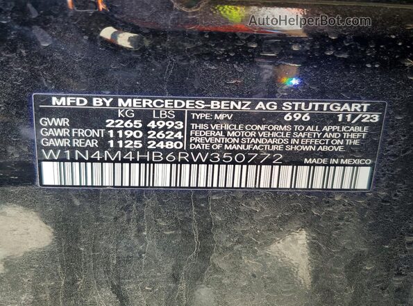W1N4M4HB6RW350772 2024 MERCEDES-BENZ GLB-CLASS Black VIN կոդի պիտակի տեսք