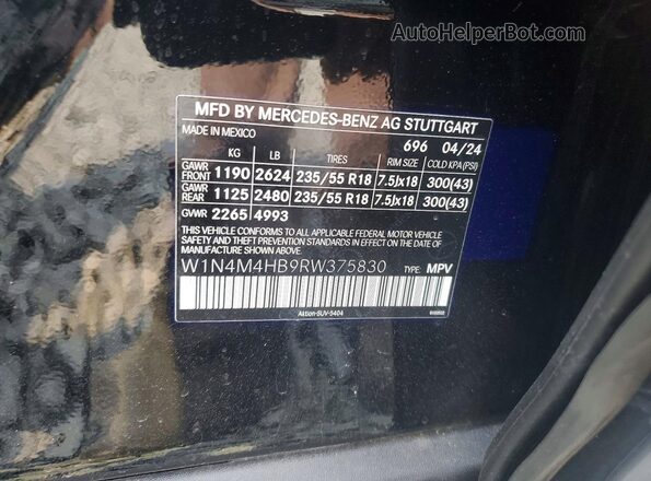 W1N4M4HB9RW375830 2024 MERCEDES-BENZ GLB-CLASS Black Widok naklejki z numerem VIN