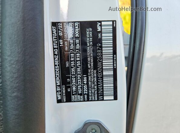 W1N4M4HBXNW258879 2022 MERCEDES-BENZ GLB-CLASS White 360 interior view