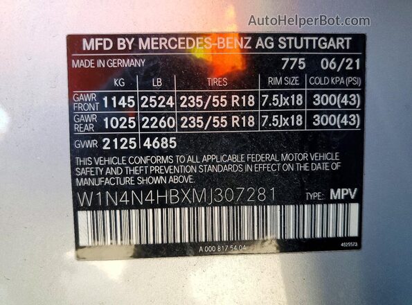 W1N4N4HBXMJ307281 2021 MERCEDES-BENZ GLA Silver Widok wnętrza 360 stopni