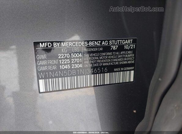 W1N4N5DB1NJ346516 2022 MERCEDES-BENZ AMG GLA 45 Серый Вид подкапотного пространства