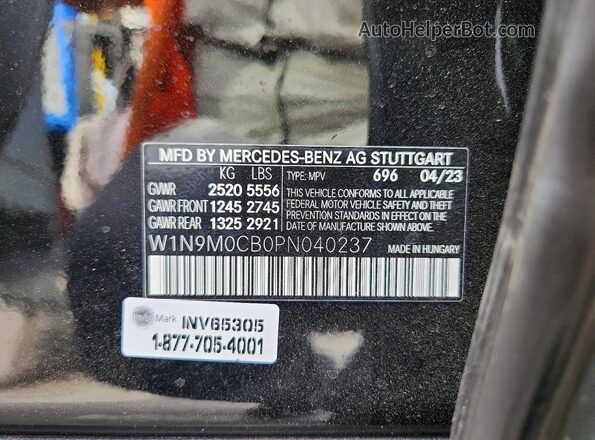 W1N9M0CB0PN040237 2023 MERCEDES-BENZ EQB Black VIN կոդի պիտակի տեսք
