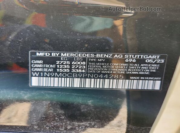W1N9M0CB9PN044285 2023 MERCEDES-BENZ EQB Black Вид наклейки з VIN-кодом