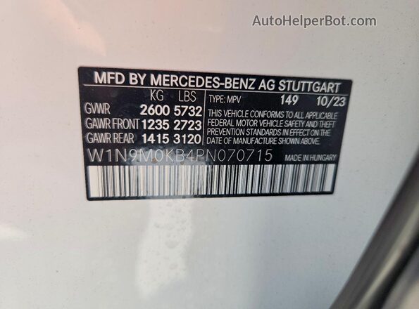 W1N9M0KB4PN070715 2023 MERCEDES-BENZ EQB White Панорамний вид салону 360°