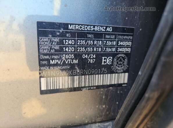 W1N9M0KB6RN090175 2024 MERCEDES-BENZ EQB Silver VIN sticker view