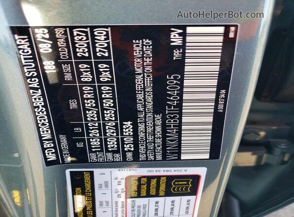 W1NKM4HB3TF464095 2026 MERCEDES-BENZ GLC-CLASS Charcoal Widok naklejki z numerem VIN