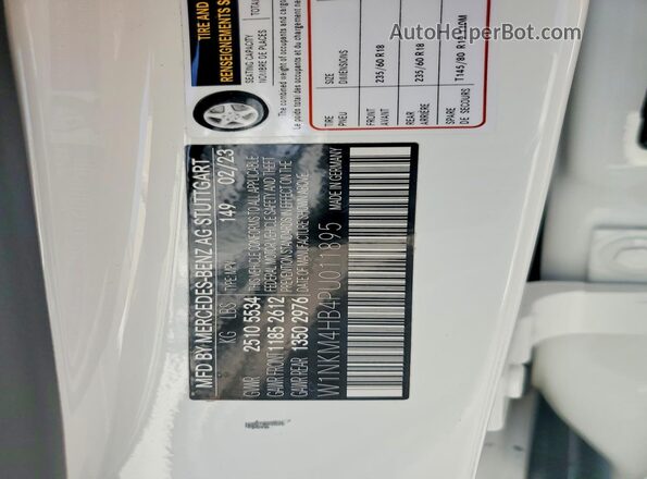 W1NKM4HB4PU011895 2023 MERCEDES-BENZ GLC-CLASS White Vista de la etiqueta del VIN