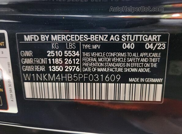 W1NKM4HB5PF031609 2023 MERCEDES-BENZ GLC-CLASS Black VIN կոդի պիտակի տեսք