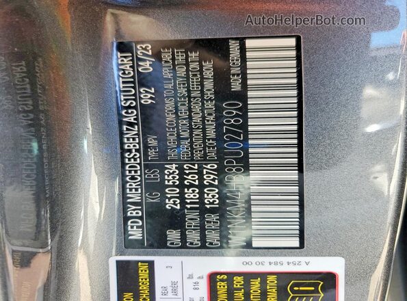 W1NKM4HB8PU027890 2023 MERCEDES-BENZ GLC-CLASS Gray VIN sticker view