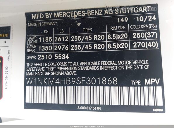 W1NKM4HB9SF301868 2025 MERCEDES-BENZ GLC 300 White Вид підкапотного простору