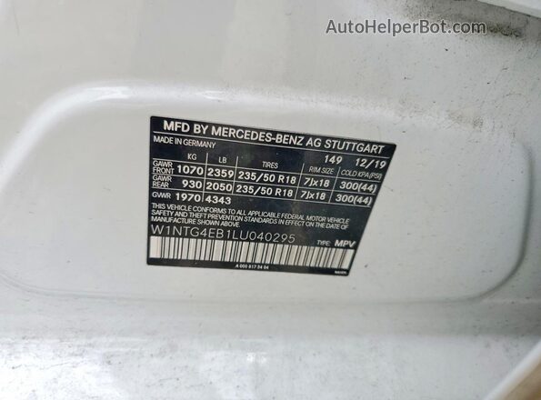 W1NTG4EB1LU040295 2020 MERCEDES-BENZ GLA Белый Вид подкапотного пространства