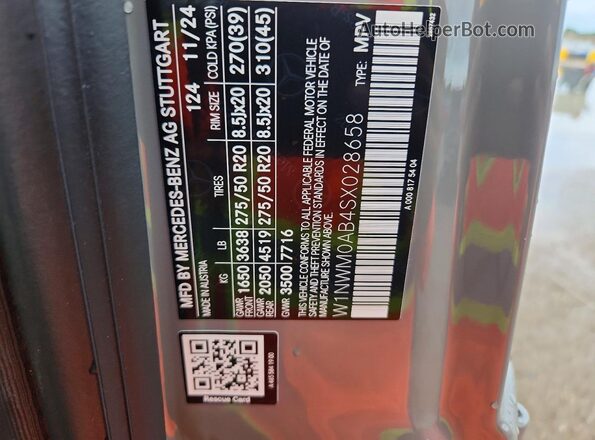 W1NWM0AB4SX028658 2025 MERCEDES-BENZ G-CLASS Gray Vista de la etiqueta del VIN